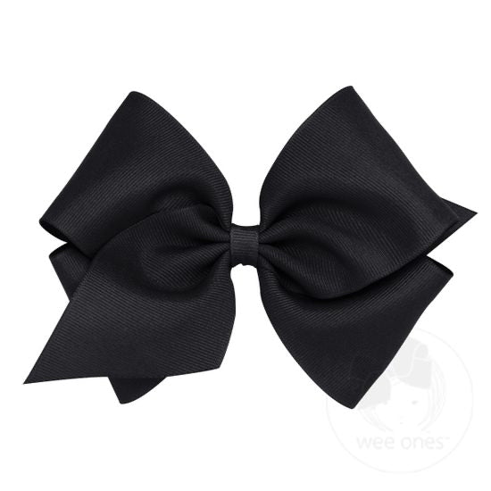 Wee Ones Small Classic Grosgrain Girls Hair Bow (Plain Wrap)
