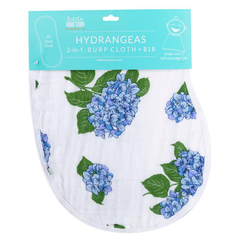 Blue Hydrangea Burp Cloth + Bib