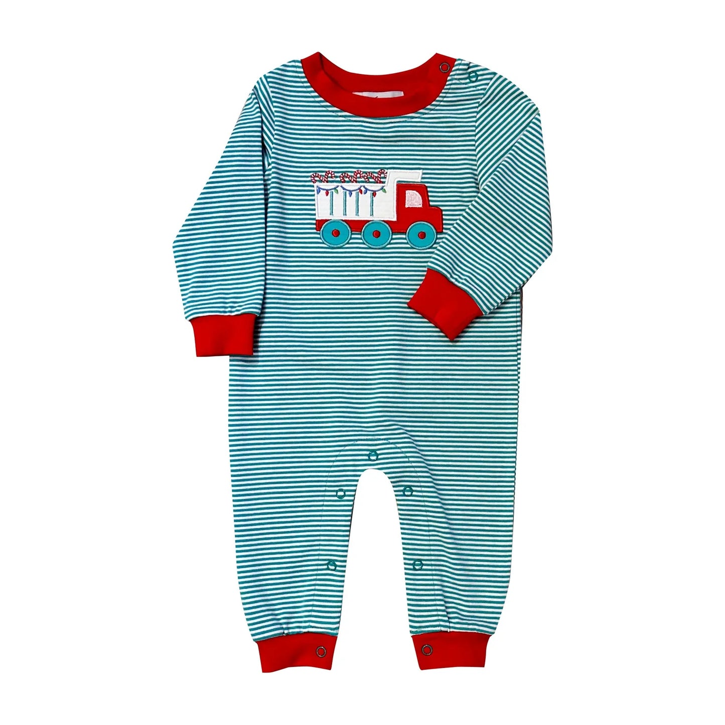 Teal Dump Truck Boys Romper