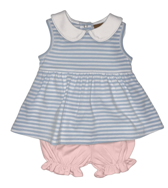 Blue Stripe & Pink Jade Bloomer Set