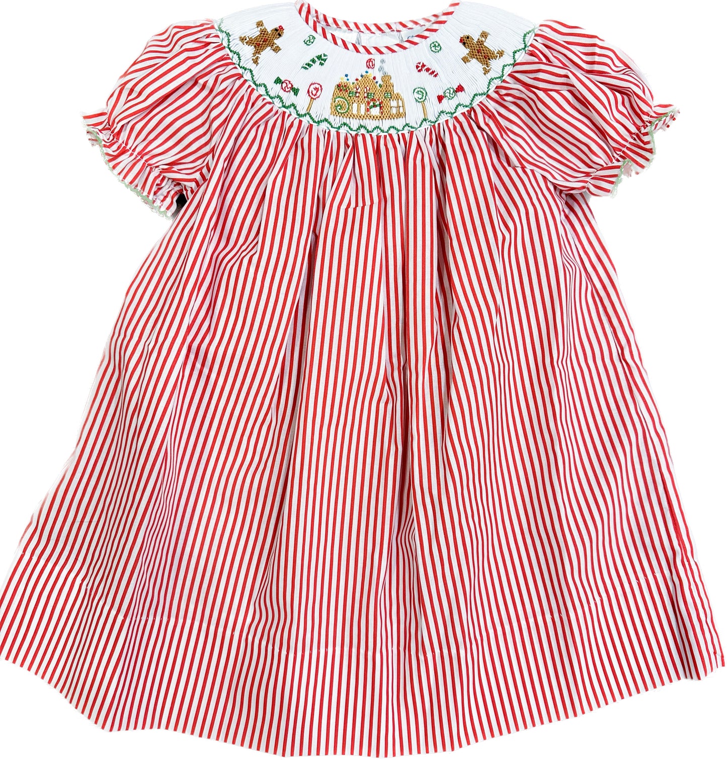 Gingerbread Smocked Red & White Bishop Dress