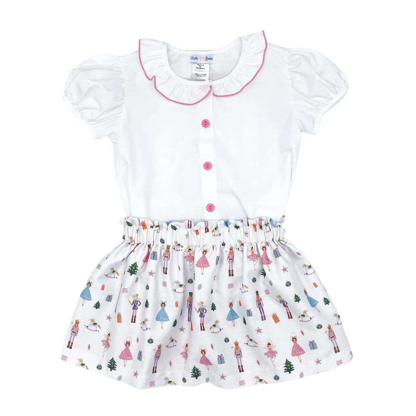Nutcracker Skirt & White Top Matching Set