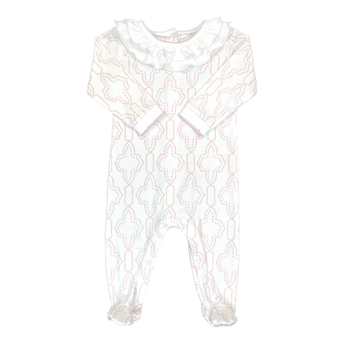 Pink Lattice Playsuit with Ruffle Collar