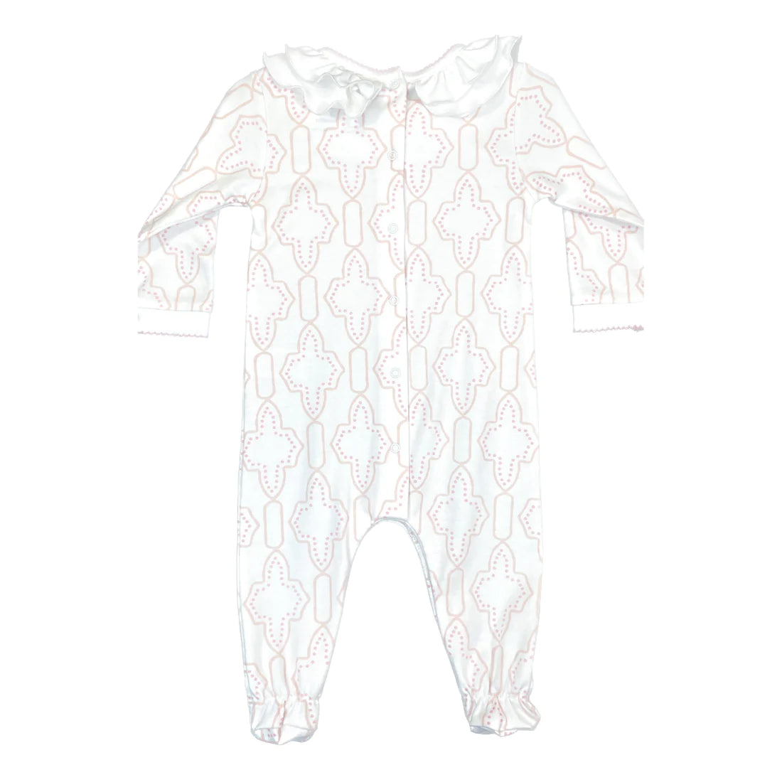 Pink Lattice Playsuit with Ruffle Collar