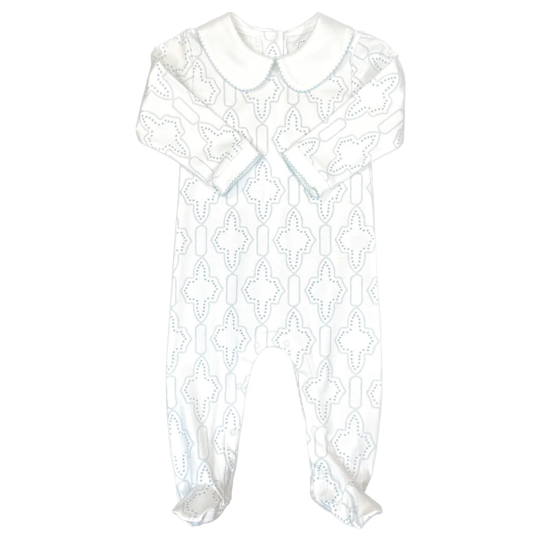 Blue Lattice Playsuit with Peterpan Collar