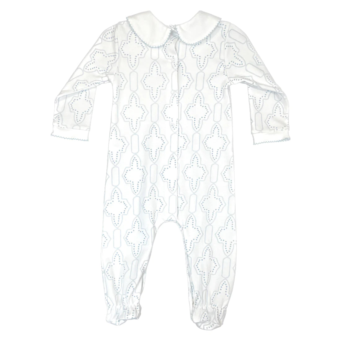 Blue Lattice Playsuit with Peterpan Collar