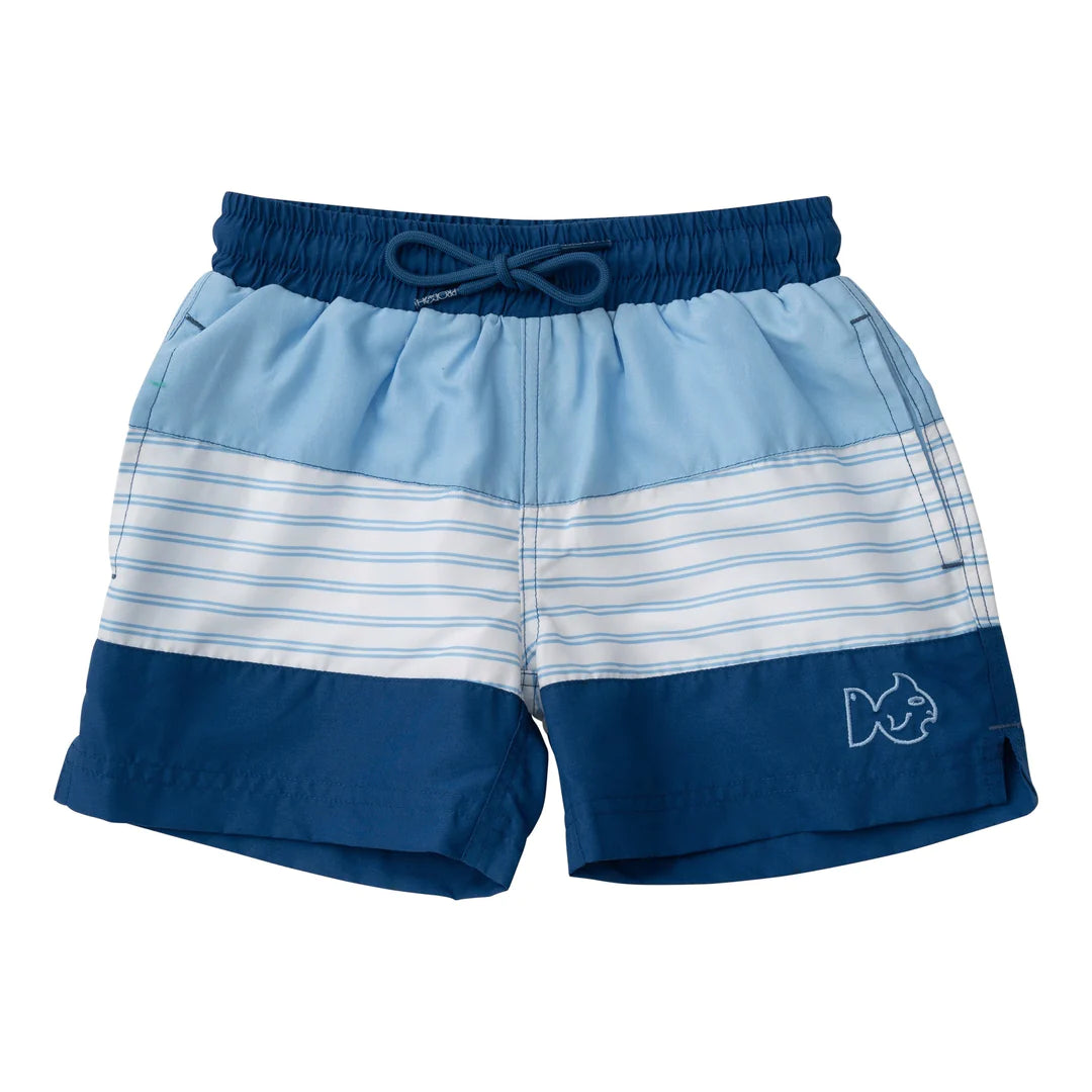 Placid Blue Colorblock Boogie Board Swim Trunks