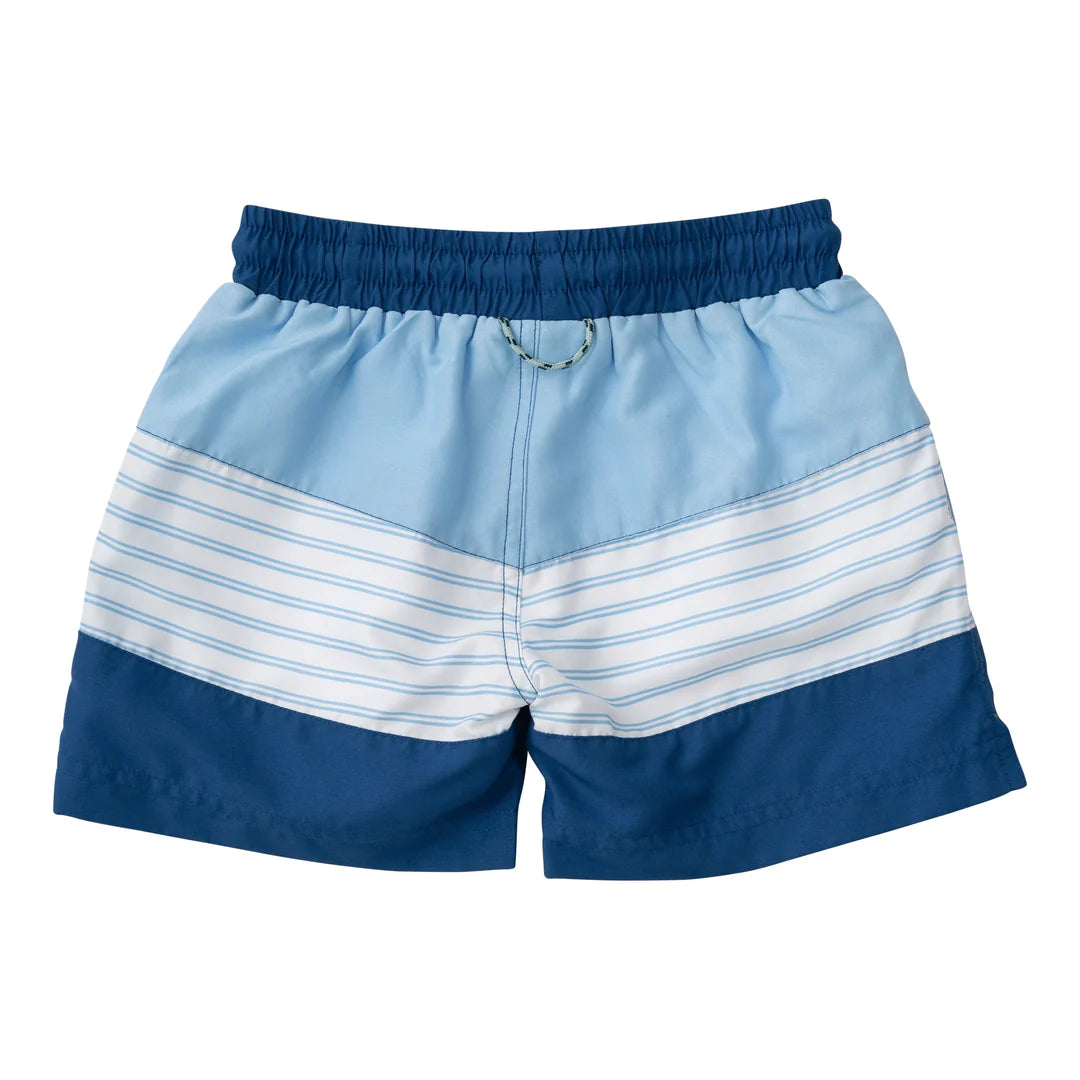 Placid Blue Colorblock Boogie Board Swim Trunks