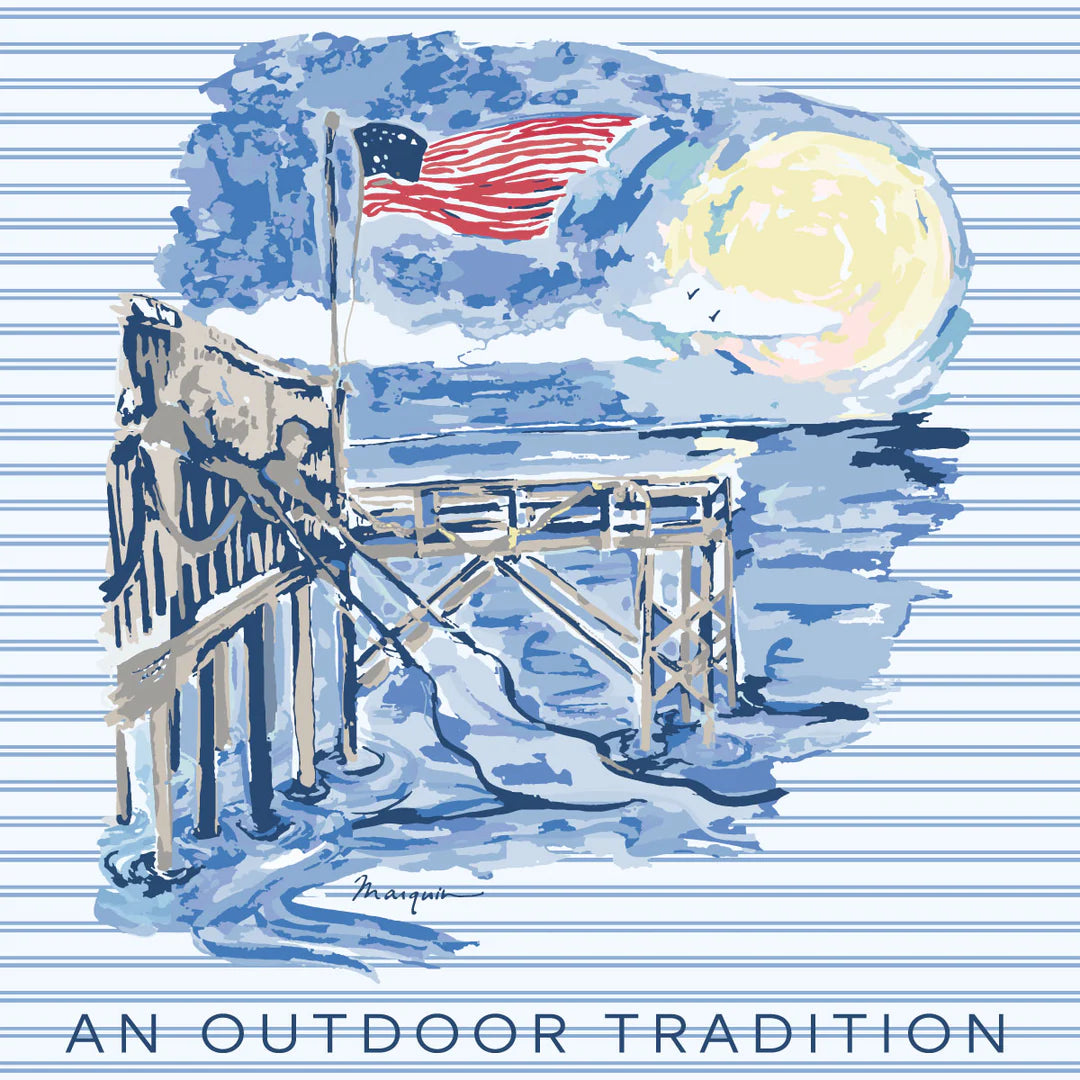 Placid Blue Stripe Pro Performance Hooded Fishing Tee