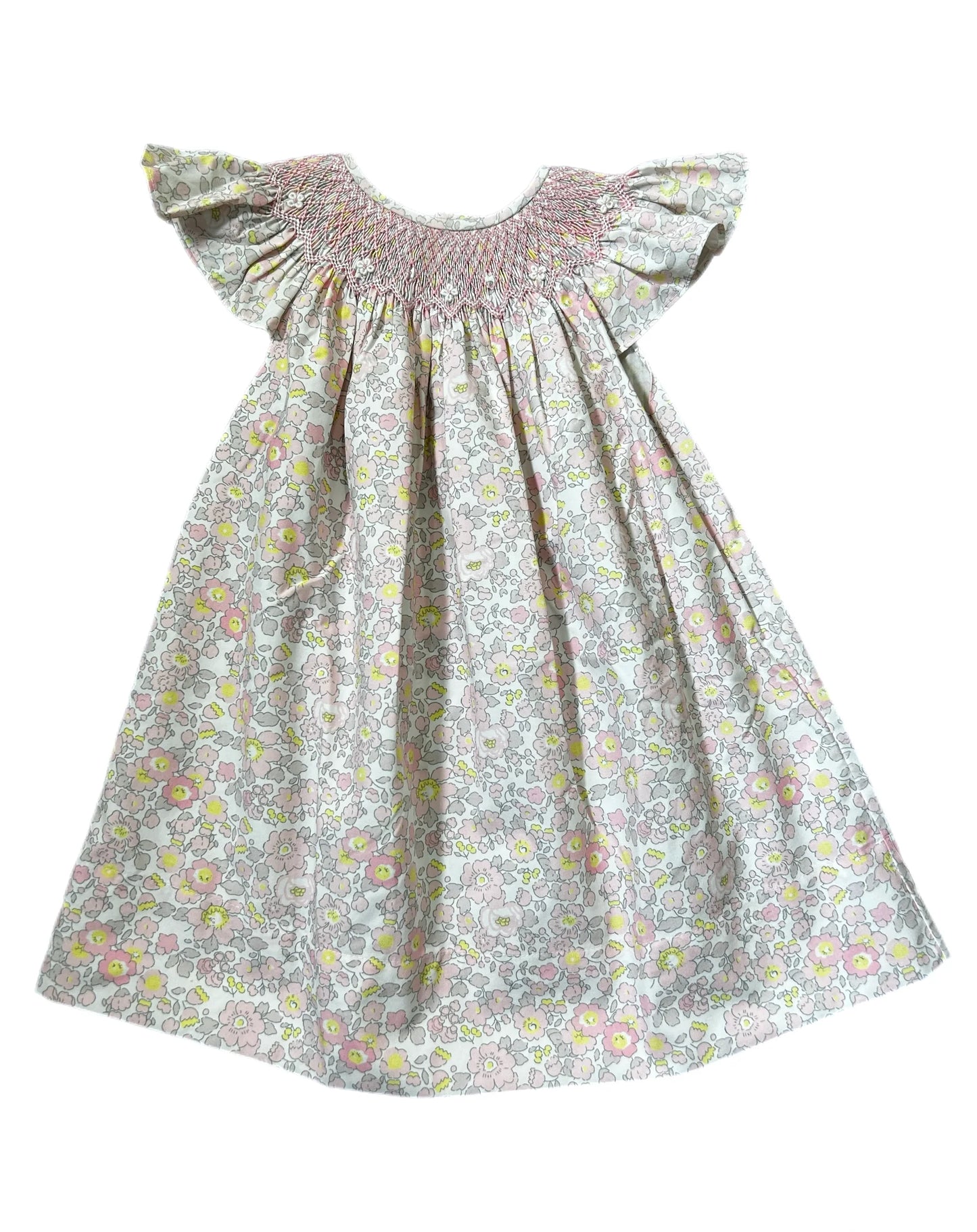 Melody Pink Floral Print Smocked Dress
