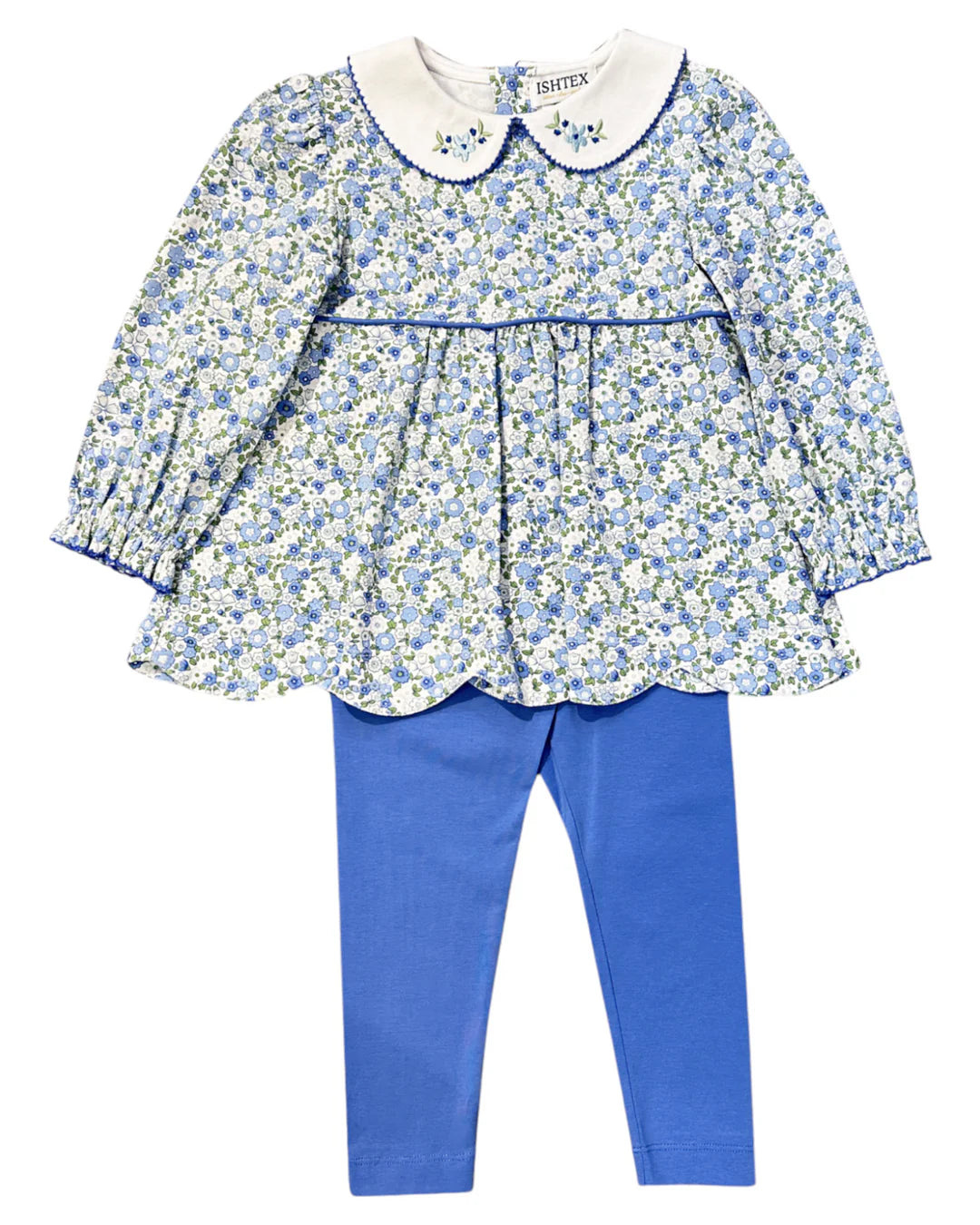 Blue Floral Long Sleeve Legging Set