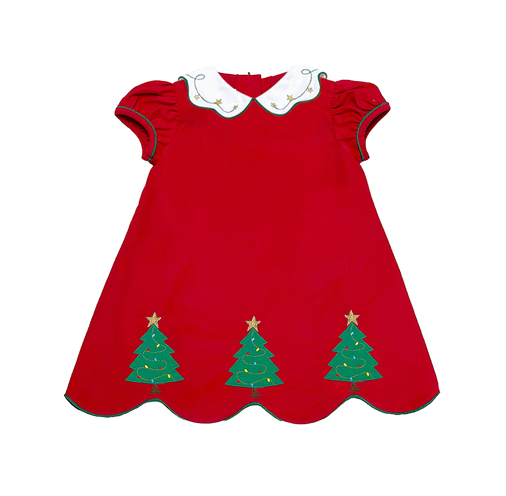 Red Christmas Tree Corduroy Bryar Dress