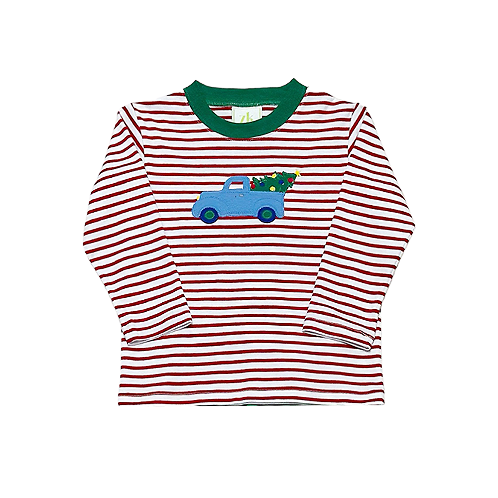 Red Stripe Christmas Truck Luke Play Tee