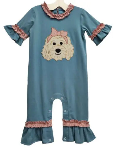 Doodle Applique Girls Romper