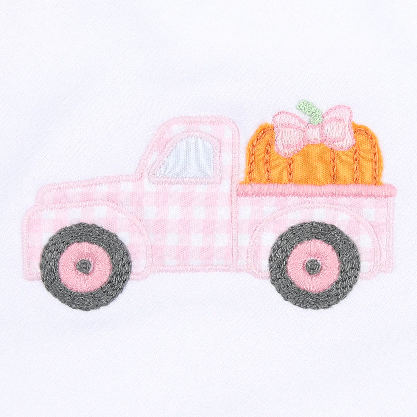 Pumpkin Picking Applique Light Pink Footie