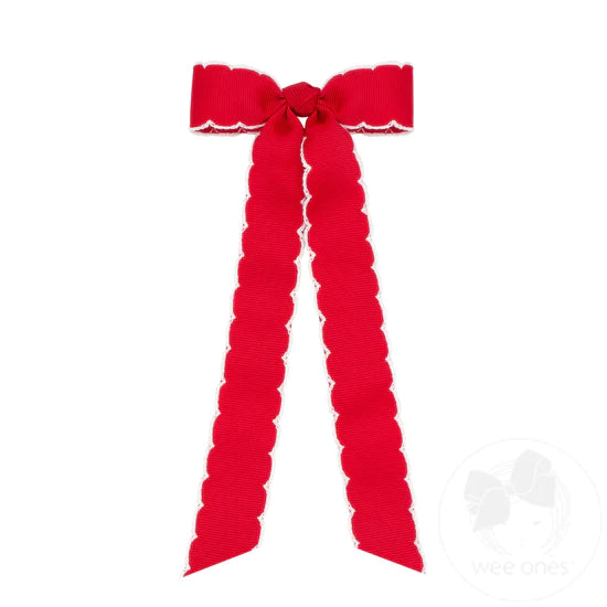 Wee Ones Moonstitch Hair Bowtie With Knot Wrap & Streamer Tails