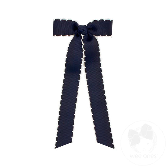 Wee Ones Moonstitch Hair Bowtie With Knot Wrap & Streamer Tails