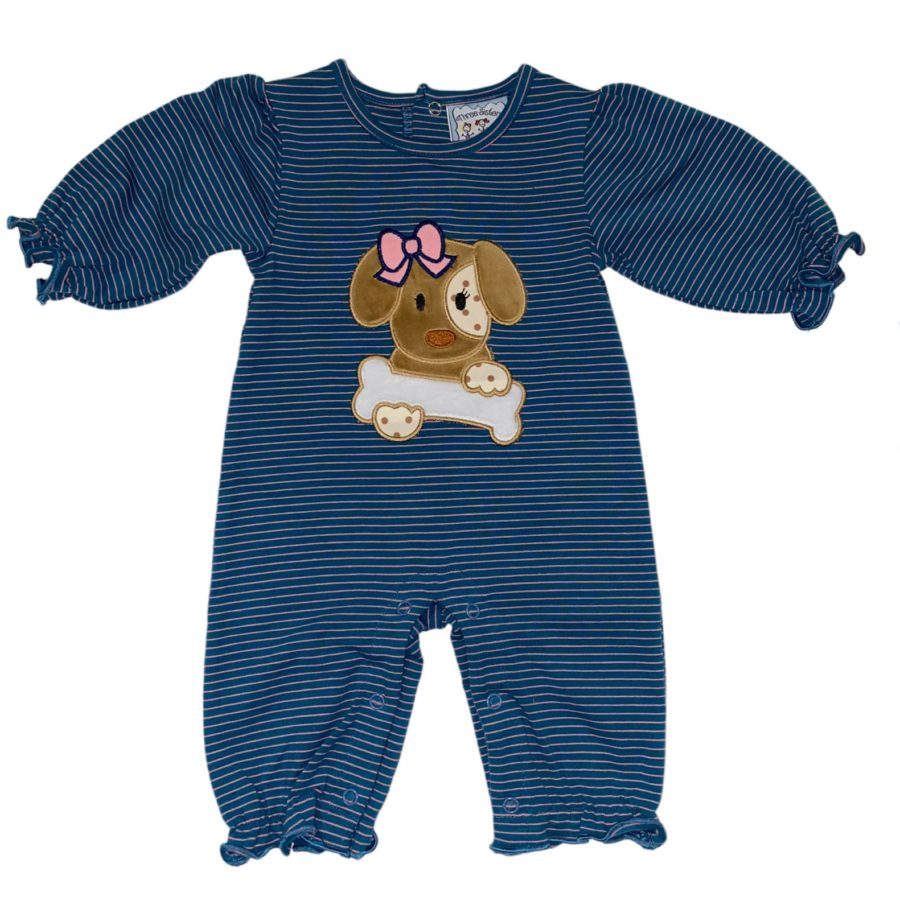 Puppy Applique Girls Romper