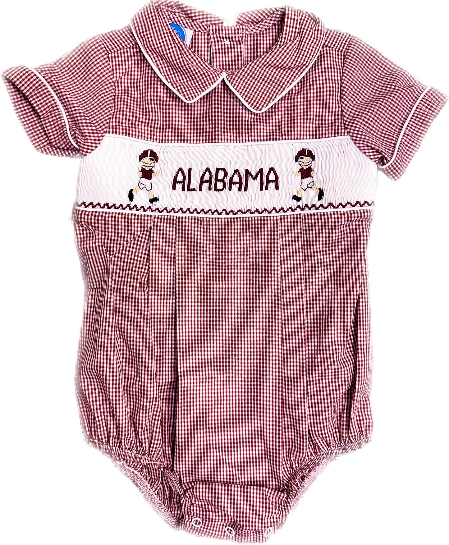 Crimson Gingham Smock Alabama Football Boys Bubble
