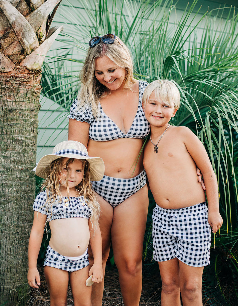 Black Gingham Retro Bikini