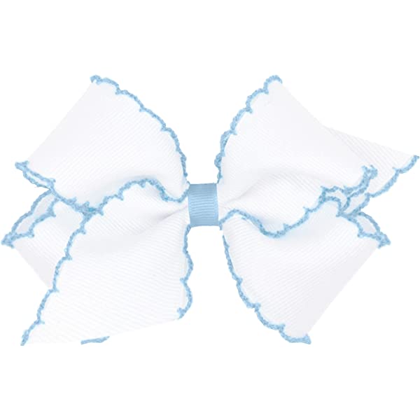 Wee Ones Medium Grosgrain Hair Bow with Contrasting Moonstitch Edges and Wrap