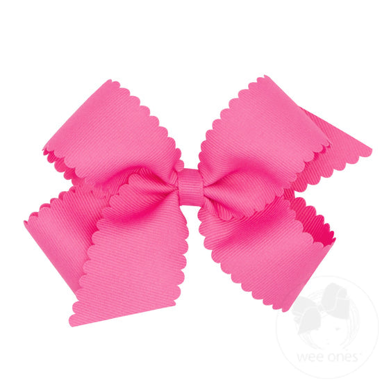 Wee Ones Medium Grosgrain Scalloped Edge Girls Hair Bow