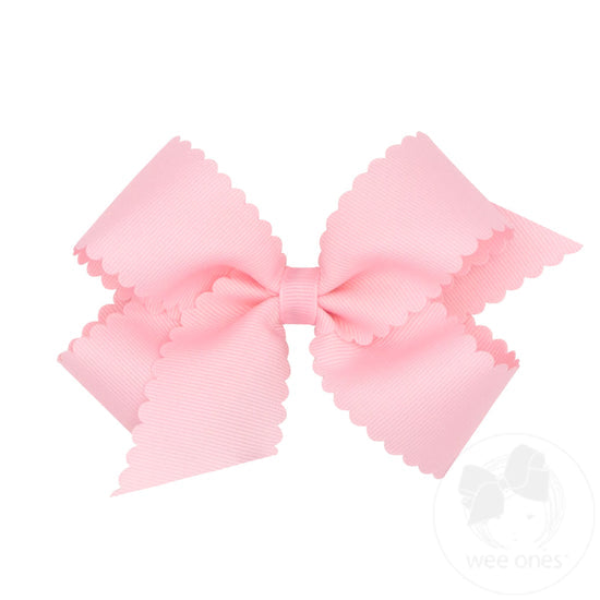 Wee Ones Medium Grosgrain Scalloped Edge Girls Hair Bow
