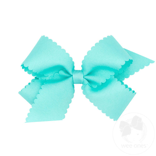 Wee Ones Medium Grosgrain Scalloped Edge Girls Hair Bow