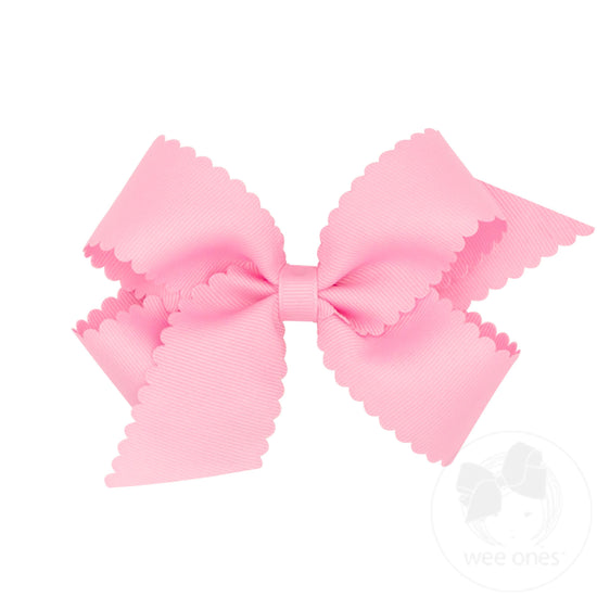 Wee Ones Medium Grosgrain Scalloped Edge Girls Hair Bow