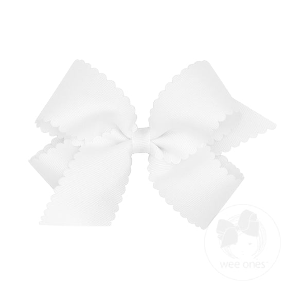 Wee Ones Medium Grosgrain Scalloped Edge Girls Hair Bow