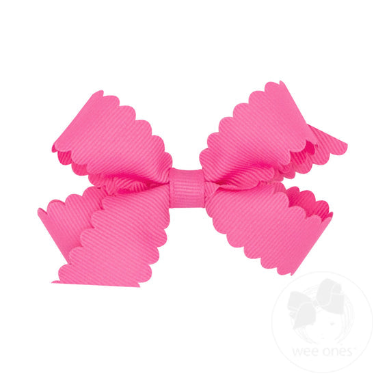 Wee Ones Mini Grosgrain Scalloped Edge Girls Hair Bow