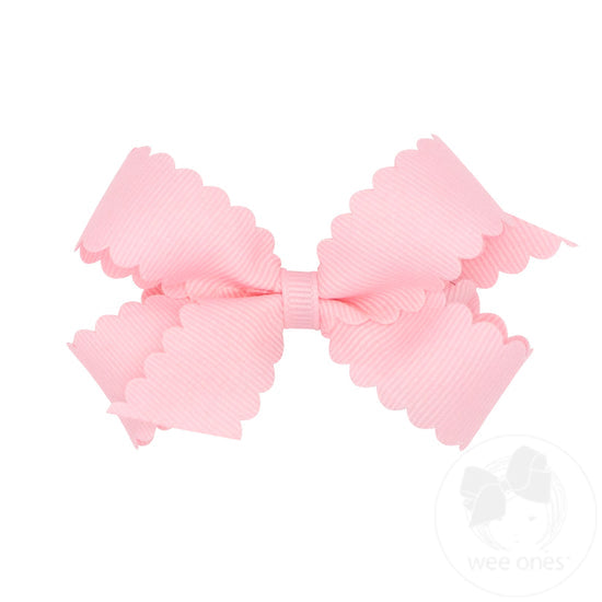 Wee Ones Mini Grosgrain Scalloped Edge Girls Hair Bow