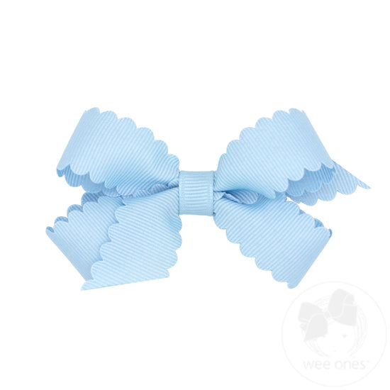 Wee Ones Mini Grosgrain Scalloped Edge Girls Hair Bow