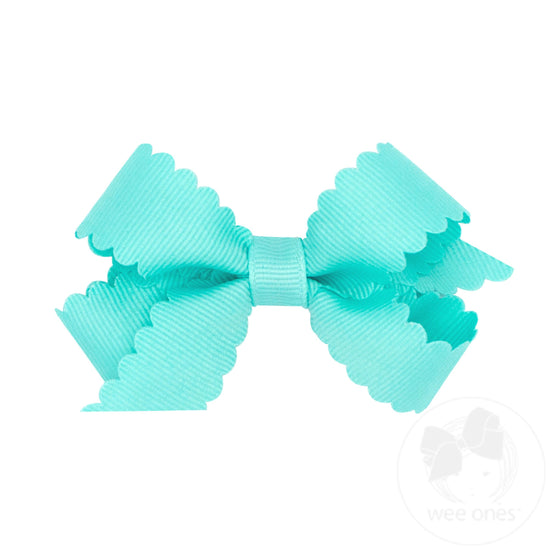 Wee Ones Mini Grosgrain Scalloped Edge Girls Hair Bow