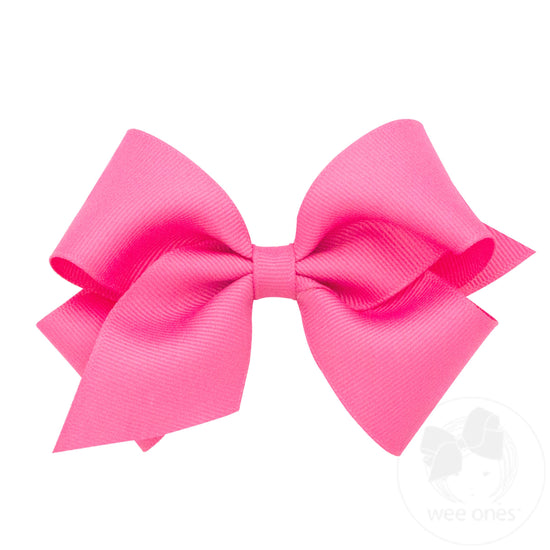 Wee Ones Small Classic Grosgrain Girls Hair Bow (Plain Wrap)