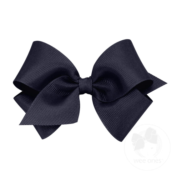 Wee Ones Small Classic Grosgrain Girls Hair Bow (Plain Wrap)