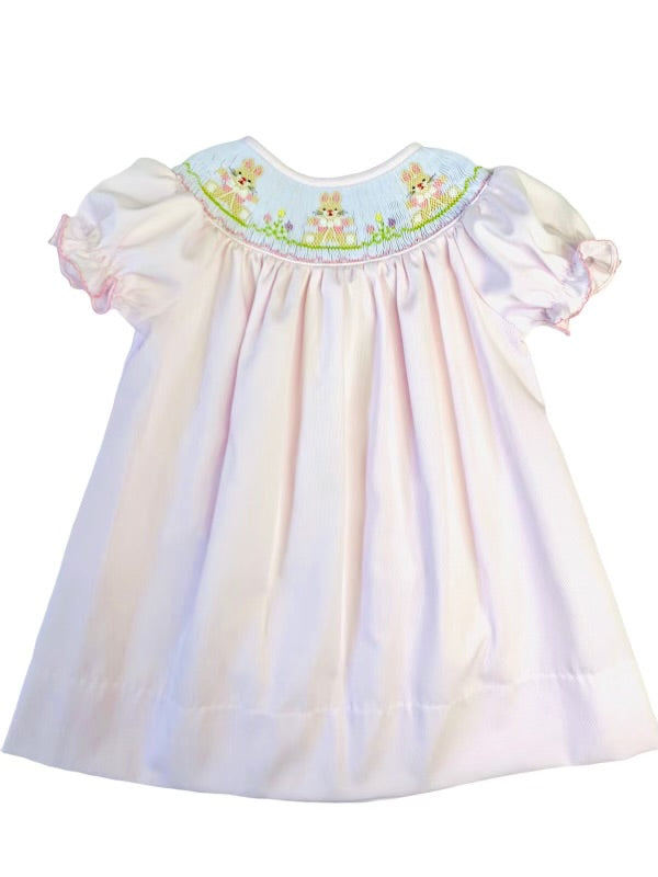 Emma Smocked Bishop Light Pink Bunny