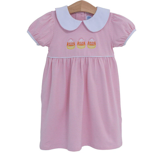 Pink Stripe Candy Corn Applique Dress