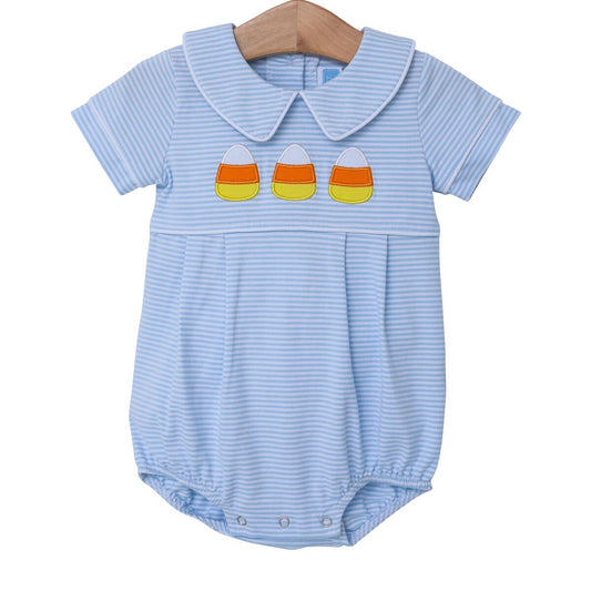 Blue Stripe Candy Corn Applique Bubble