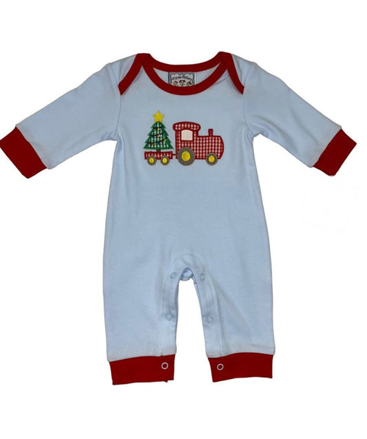 Christmas Train Applique Boys Romper