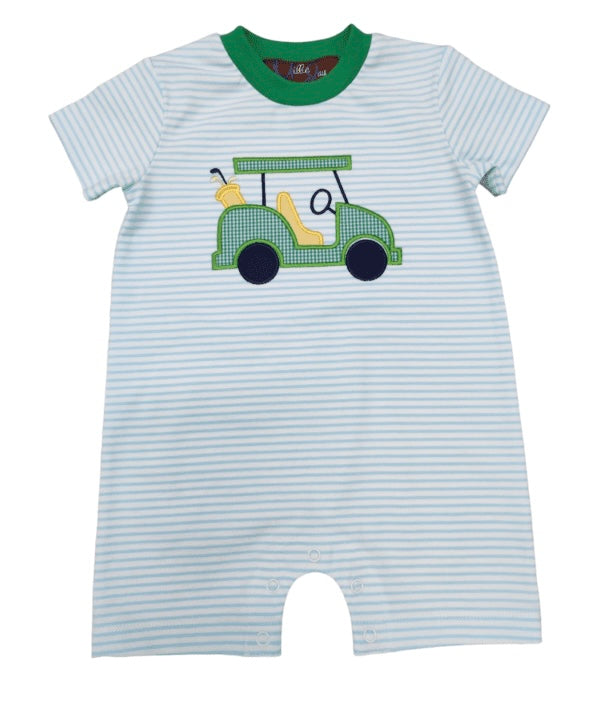 Golf Appliqué Blue & White Stripe Boys Romper