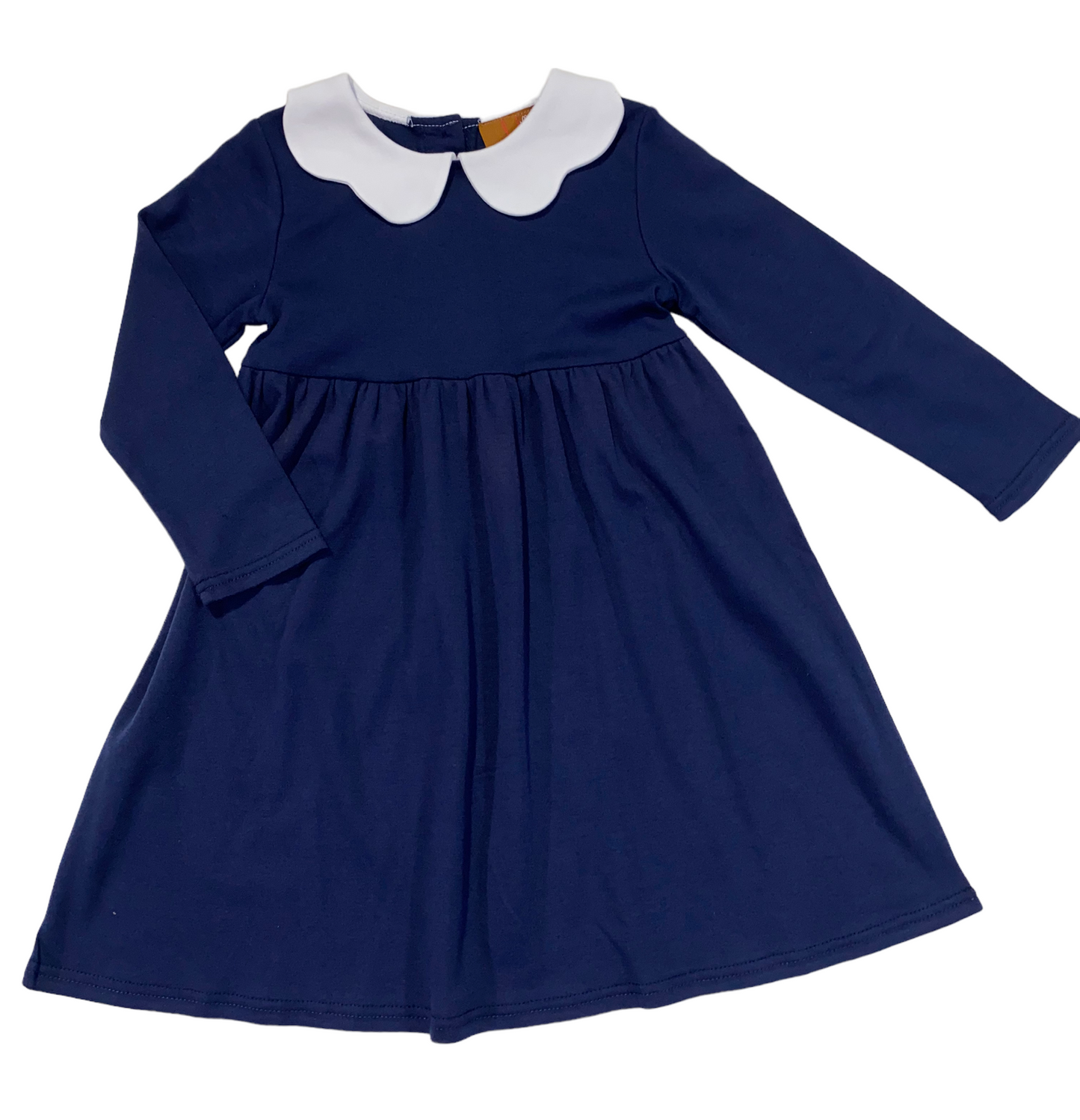 Solid Navy Dress With White Collar
