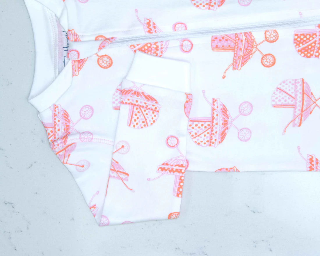 Pink Baby Carriage Footie