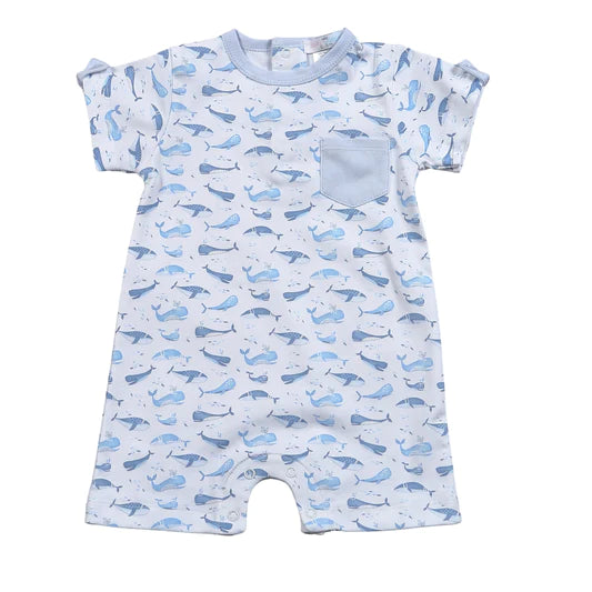 Blue Whales Pima Romper