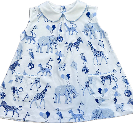 Chinoiserie Safari Sleeveless Pocket Twirl Dress