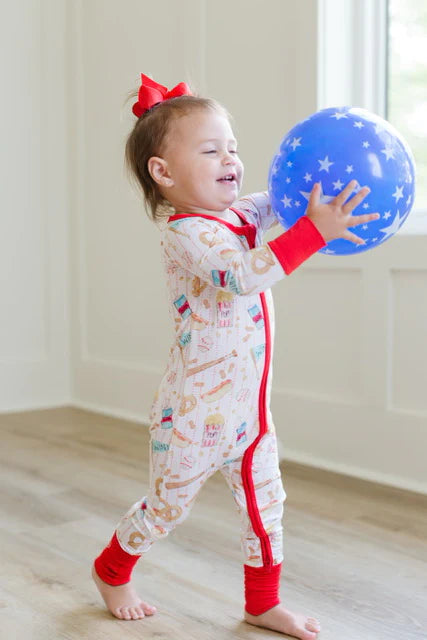 Baseball Snacks Zippered Onsie