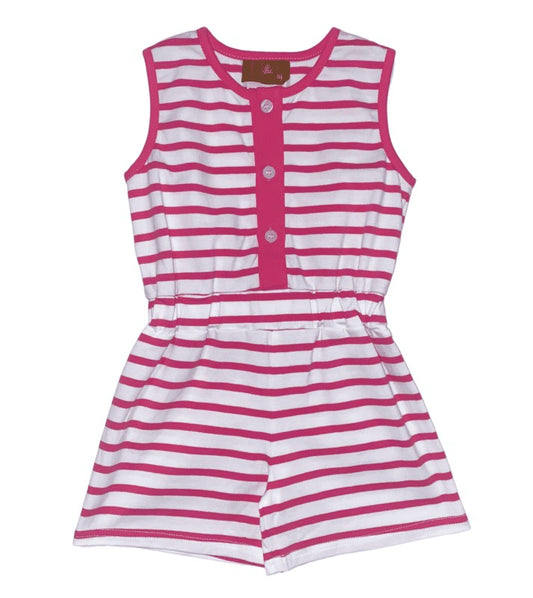 Pink & White Stripe Girls Romper