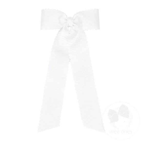 Wee Ones Medium Grosgrain Bowtie With Scalloped Edges and Streamer Tails