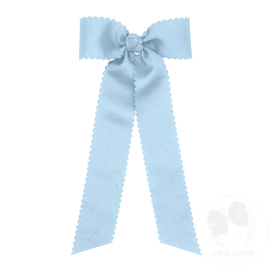 Wee Ones Medium Grosgrain Bowtie With Scalloped Edges and Streamer Tails
