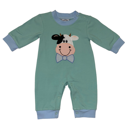 Moo Cow Applique Boys Romper